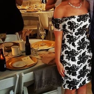 Karl Lagerfeld Black and White Floral Midi Dress